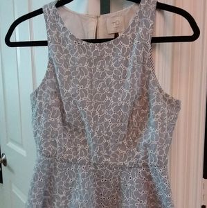 HD Sz 4 Blue & White Peplum Top